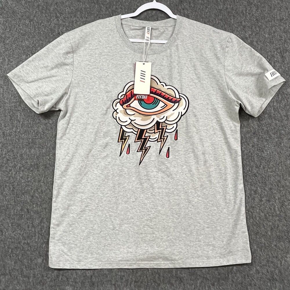Fifth Loop Graphic Tee Mens 3XL Gray Short Sleeve Trippy - NEW
